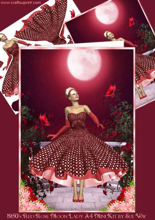 1950's Red Rose Moon Lady A4 Mini Kit