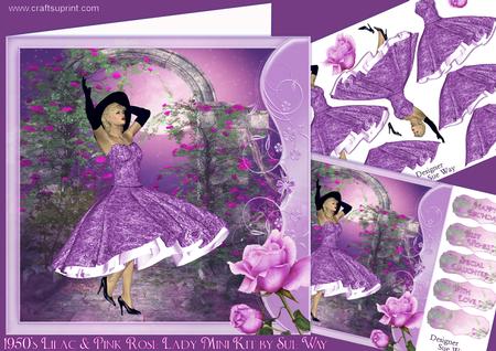1950's Lilac and Pink Rose Lady Mini Kit
