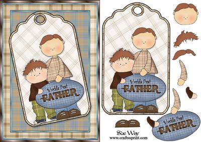 Worlds Best Father Card Front, Topper and Decoupage
