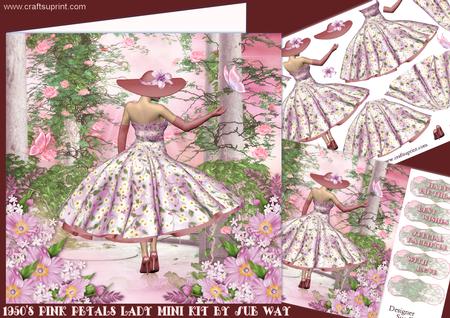 1950's Pink Petals Lady Decoupage