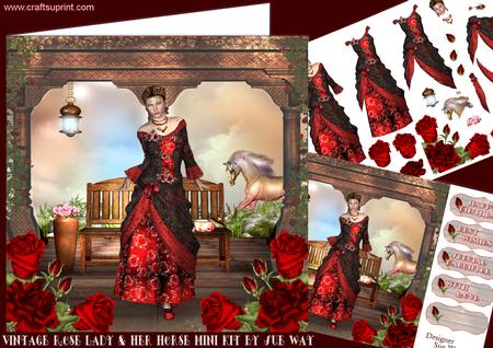 Vintage Rose Lady and Her Horse Mini Kit