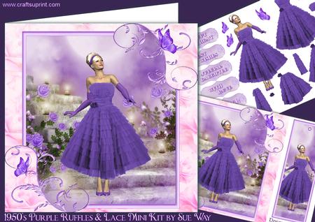 1950's Purple Ruffles and Lace Mini Kit with Bookmark