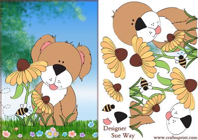 Big Friendly Dog Card Front and Decoupage