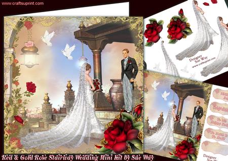 Red and Gold Rose Stairway Wedding Mini Kit