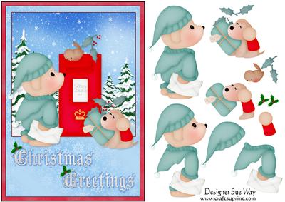 Christmas Post Card Front and Decoupage