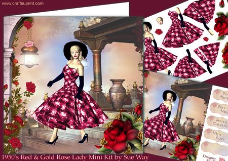 1950's Red & Gold Rose Lady Mini Kit