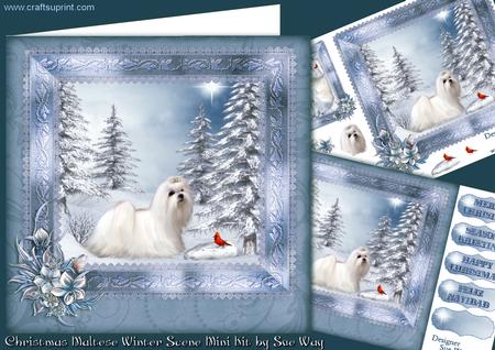 Christmas Maltese Dog Winter Scene Mini Kit