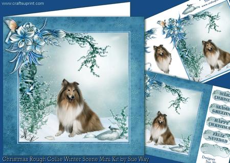 Christmas Rough Collie Dog Winter Scene Mini Kit