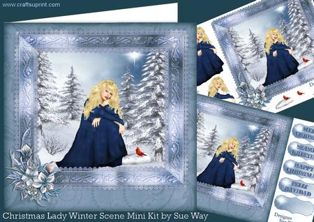 Christmas Lady Winter Scene Mini Kit