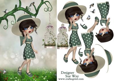 Modern Millie Bird Watching Card Front & Decoupage