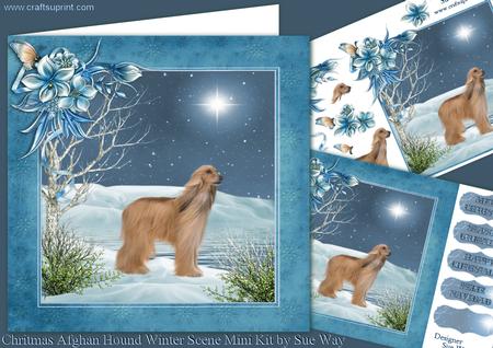 Christmas Afghan Hound Winter Scene Mini Kit