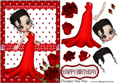 Betty Red Dress Decoupage