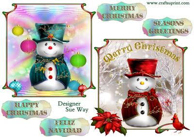 Sparkling Snowmen Toppers and Tags