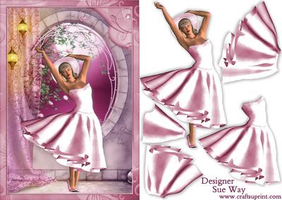 1950's Pretty in Pink Lady Decoupage