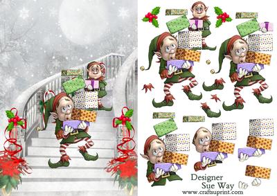 Santa's Elves Christmas Delivery Topper and Decoupage