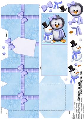 Penguins Snowman Friend Party Favour Place Setting Gift Box