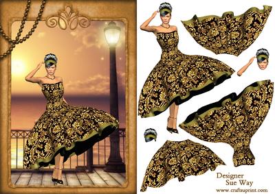 1950's Lady Vintage Promenade Decoupage