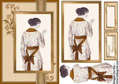 Portrait of a Lady in Bronze Ribbon Topper Card Front