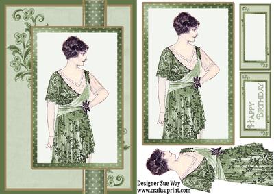 Portrait of a Lady in Green Ribbon Topper Card Front