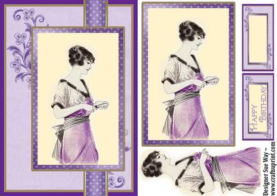 Portrait of a Lady in Lilac Ribbon Topper Card Front