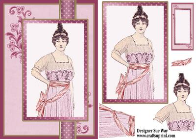 Portrait of a Lady in Pink Ribbon Topper Card Front