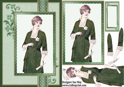 Portrait of a Lady in Emerald Ribbon Topper Card Front