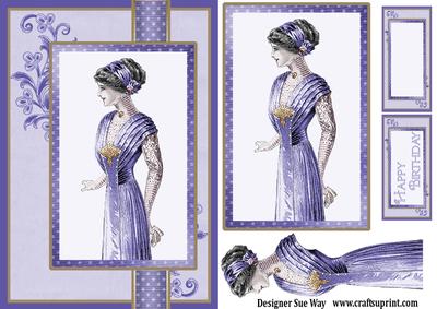 Portrait of a Lady in Mauve Ribbon Topper Card Front