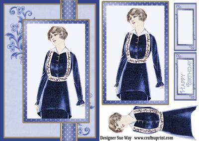 Portrait of a Lady in Midnight Blue Ribbon Topper Card Front