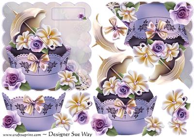 Dainty Lilac Cupcake Corner Overlap Square Topper