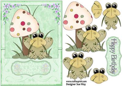 Happy Birthday Frog Card Front and Decoupage