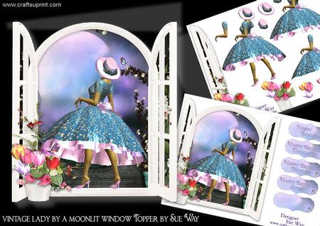 Vintage Lady by a Moonlit Window Topper Mini Kit