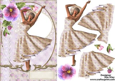 Vintage Floral Lady Card Front and Decoupage