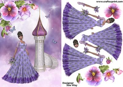 Lavender Princess and Her Castle Decoupage