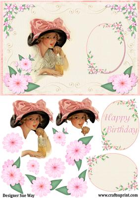 Victorian Lady Postcard Style Card Front