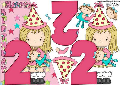 Girls 2nd Birthday Card Front and Decoupage