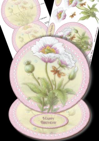 Pink Poppies Round Easel Card Mini Kit