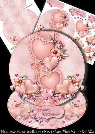 Hearts and Flowers Round Easel Card Mini Kit