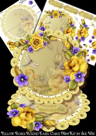 Yellow Roses Scalloped Round Easel Card Mini Kit