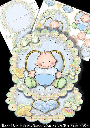 Baby Boy Scalloped Round Easel Card Mini Kit