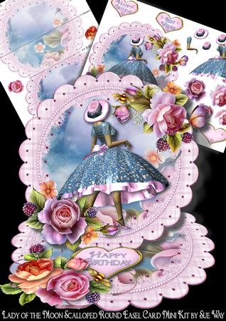 1950's Lady of the Lake Scalloped Round Easel Card Mini Kit