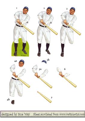 Vintage Baseball Player Decoupage