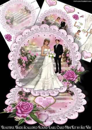 Beautiful Bride Scalloped Round Easel Card Mini Kit
