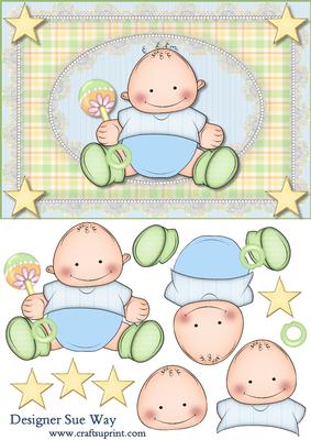 Super Star Baby Boy Card Front and Decoupage