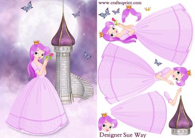 Pretty Princess and Her Castle Card Front and Decoupage