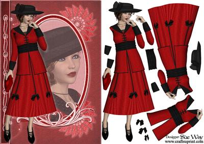 Edwardian Lady in Red and Black Fashion Reflection