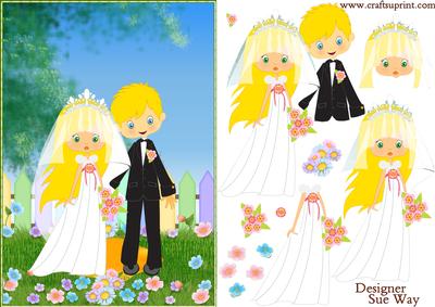 Wedding in a Flower Meadow Decoupage