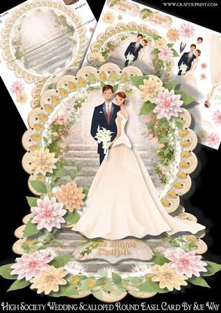 High Society Wedding Scalloped Round Easel Card Mini Kit