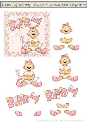 New Baby Girl Decoupage