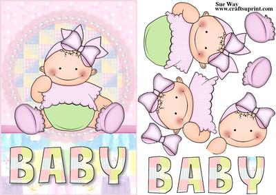 Sweet Baby Girl Card Front and Decoupage