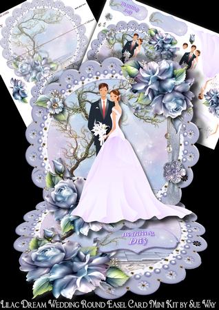 Lilac Dream Wedding Scalloped Round Easel Card Mini Kit